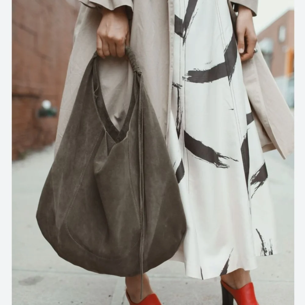 HOBO Olive Green Suede Slouch Hobo Bag